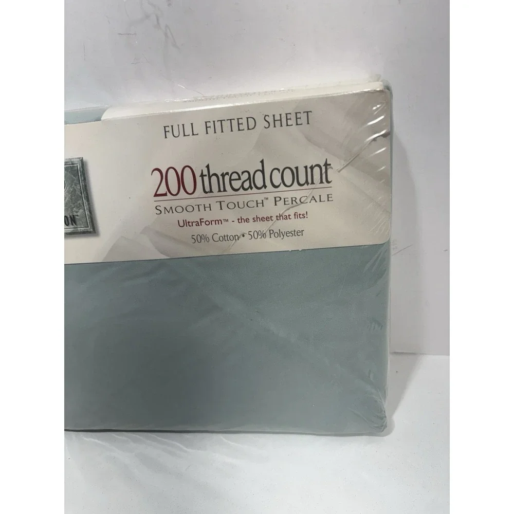 JCPenney 200 TC Full Fitted Sheet Smooth‎ Touch Percale UltraForm Sea Green New